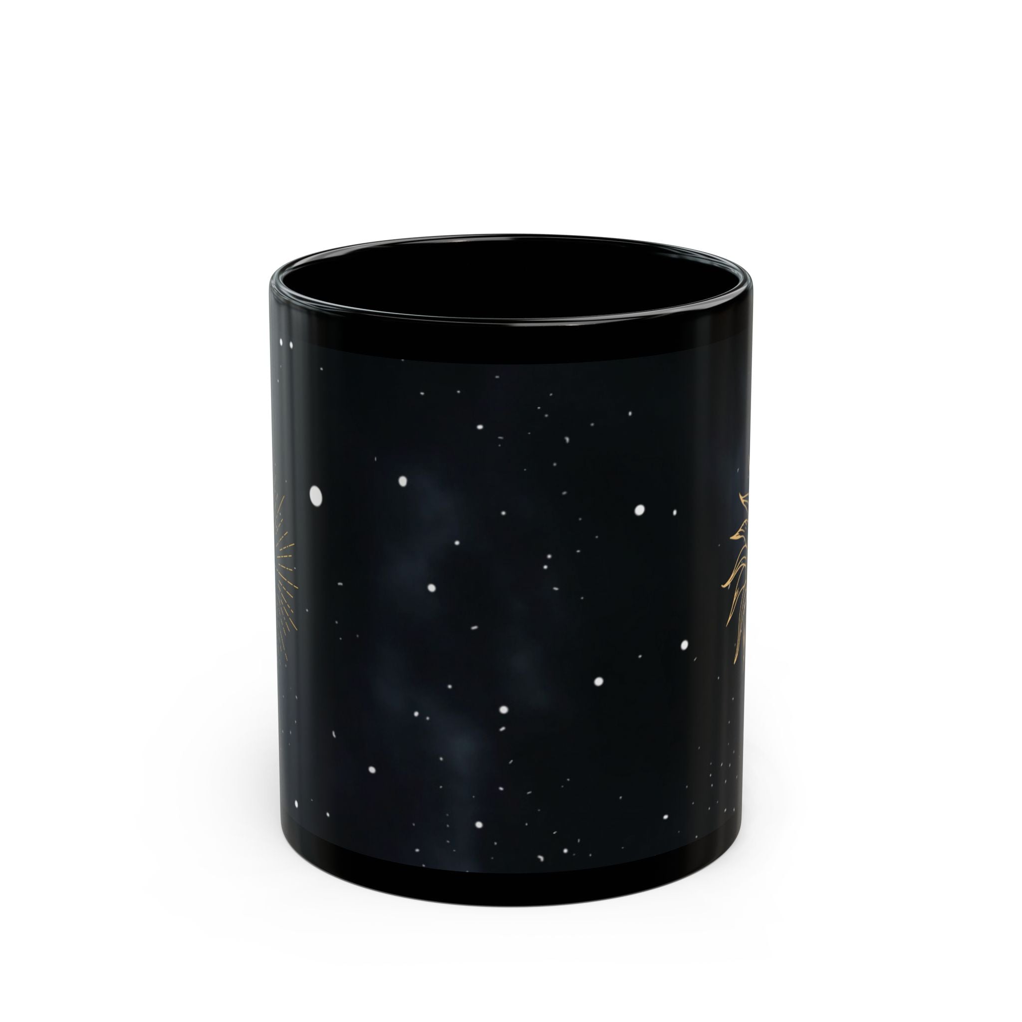 Celestial Sun Black Coffee Mug – Mystical Astrology Tea Cup