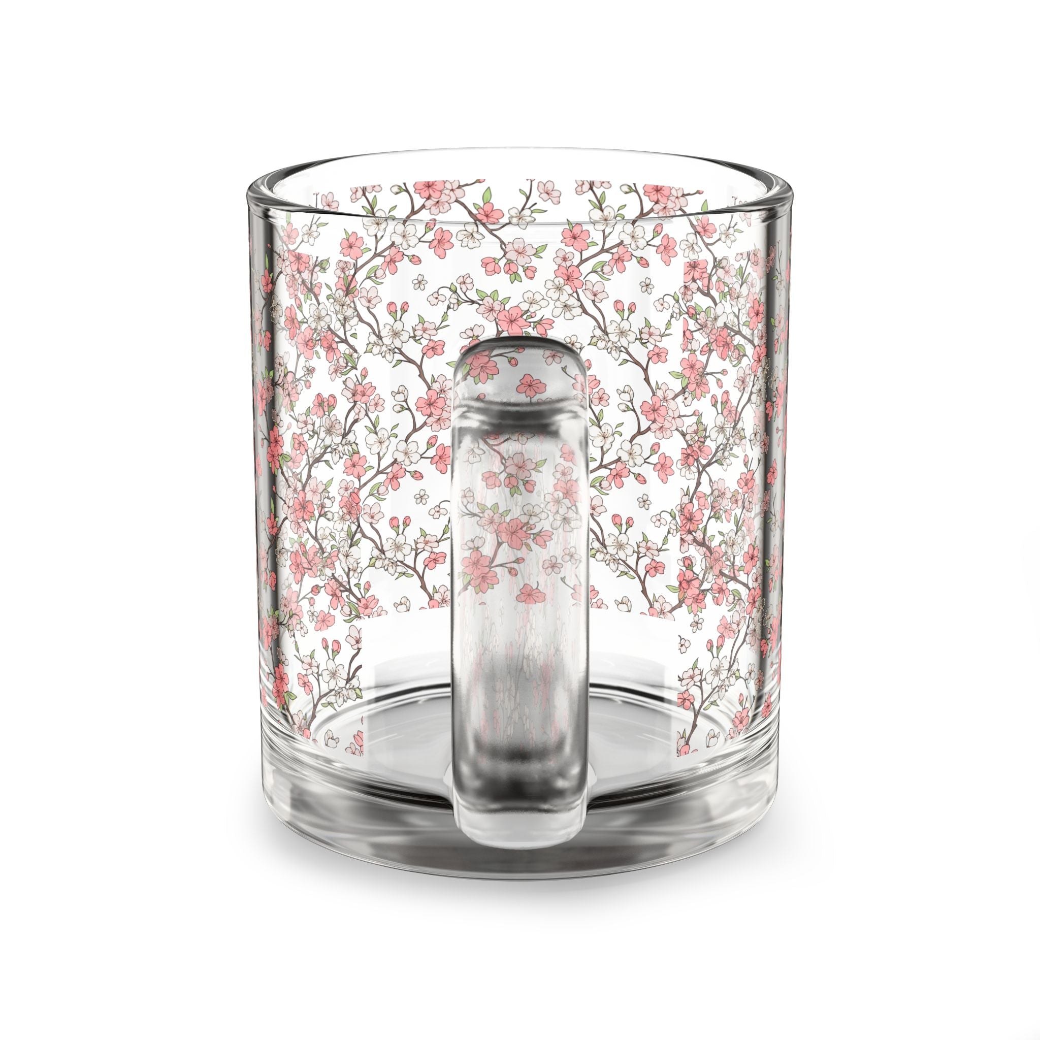 Cherry Blossom Glass Mug — 10oz Floral Tea & Coffee Cup