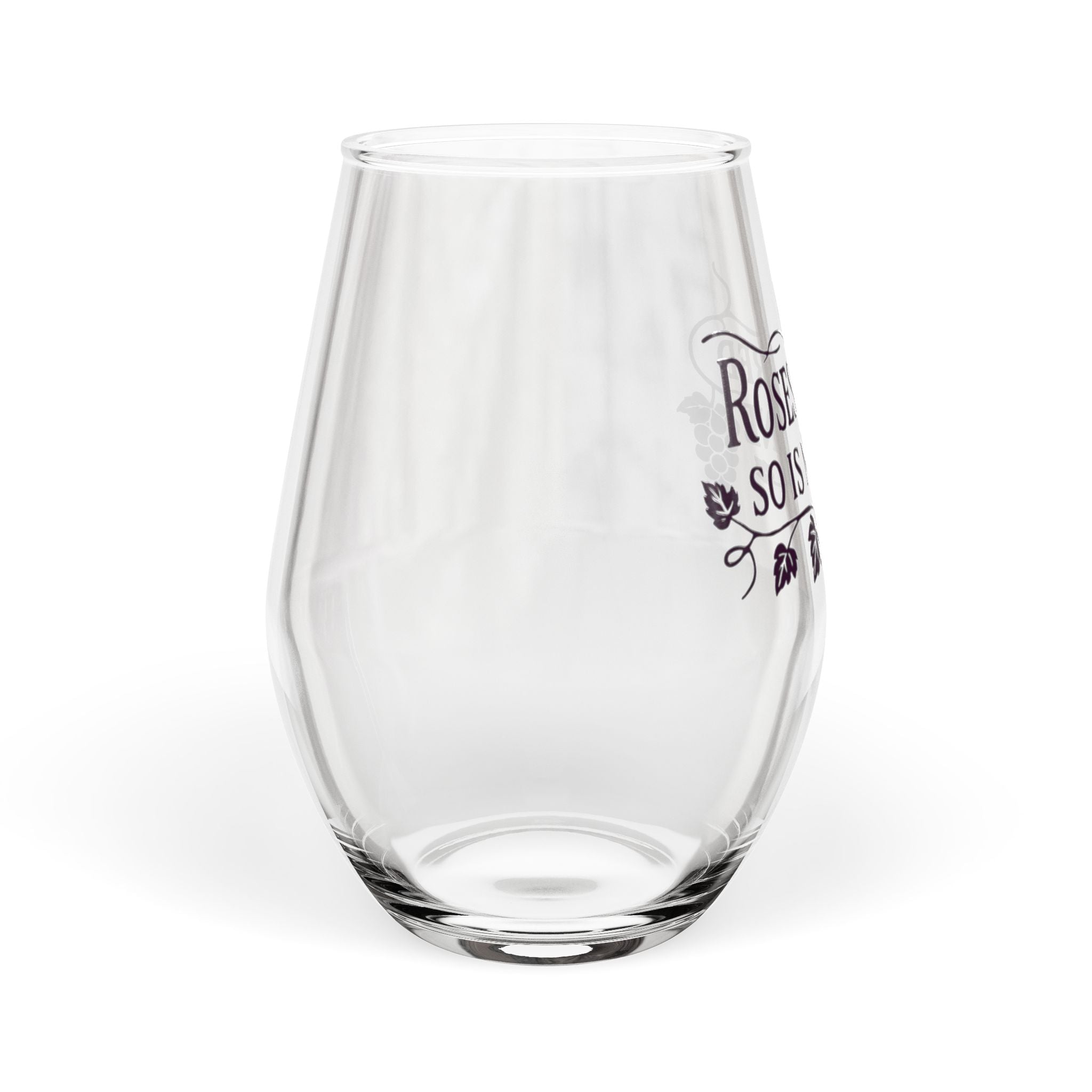 Stemless Wine Glass - "Roses Are Red So Is My Wine" Engraved 11.75oz