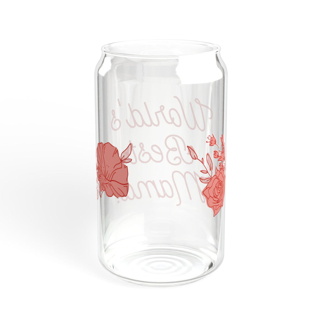 Sipper Glass — "World's Best Mama" Floral 16oz Insulated Tumbler with Bamboo Lid