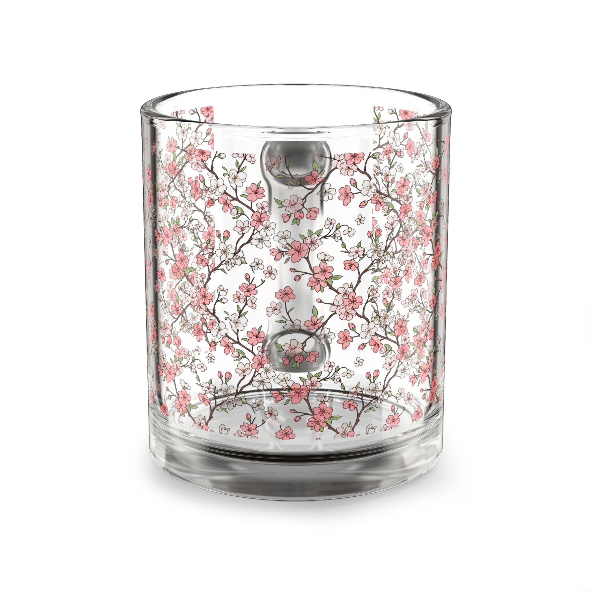 Cherry Blossom Glass Mug — 10oz Floral Tea & Coffee Cup