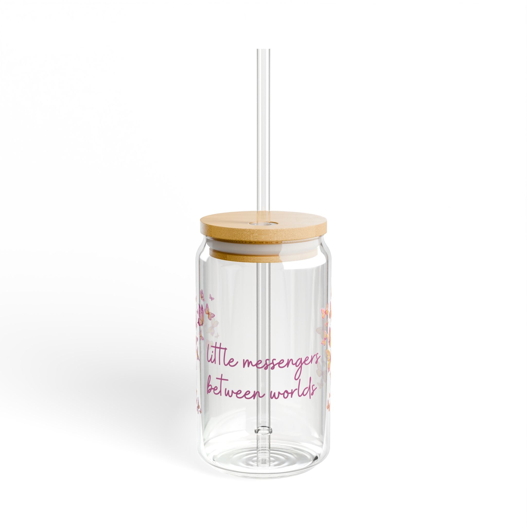 Butterfly Sipper Glass - 16oz 'Little Messengers Between Worlds' Straw Tumbler
