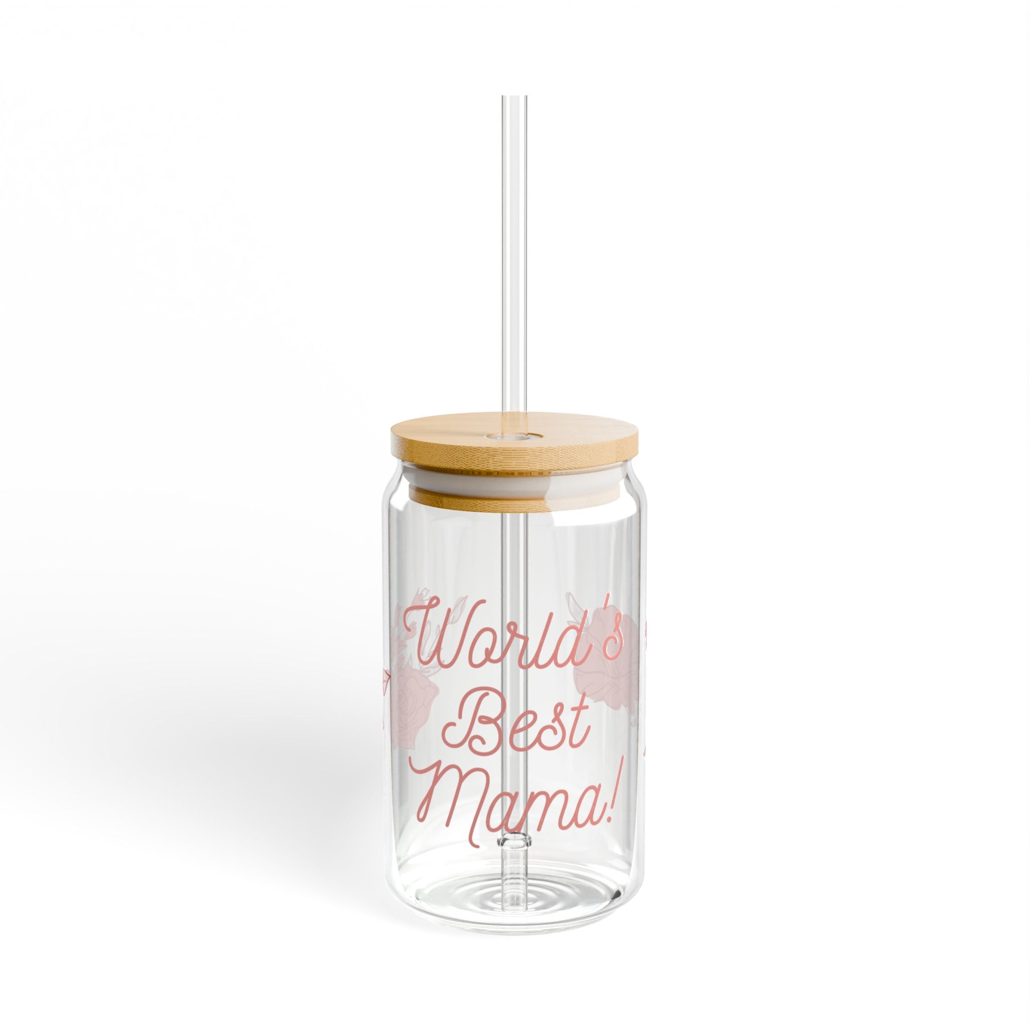 Sipper Glass — "World's Best Mama" Floral 16oz Insulated Tumbler with Bamboo Lid