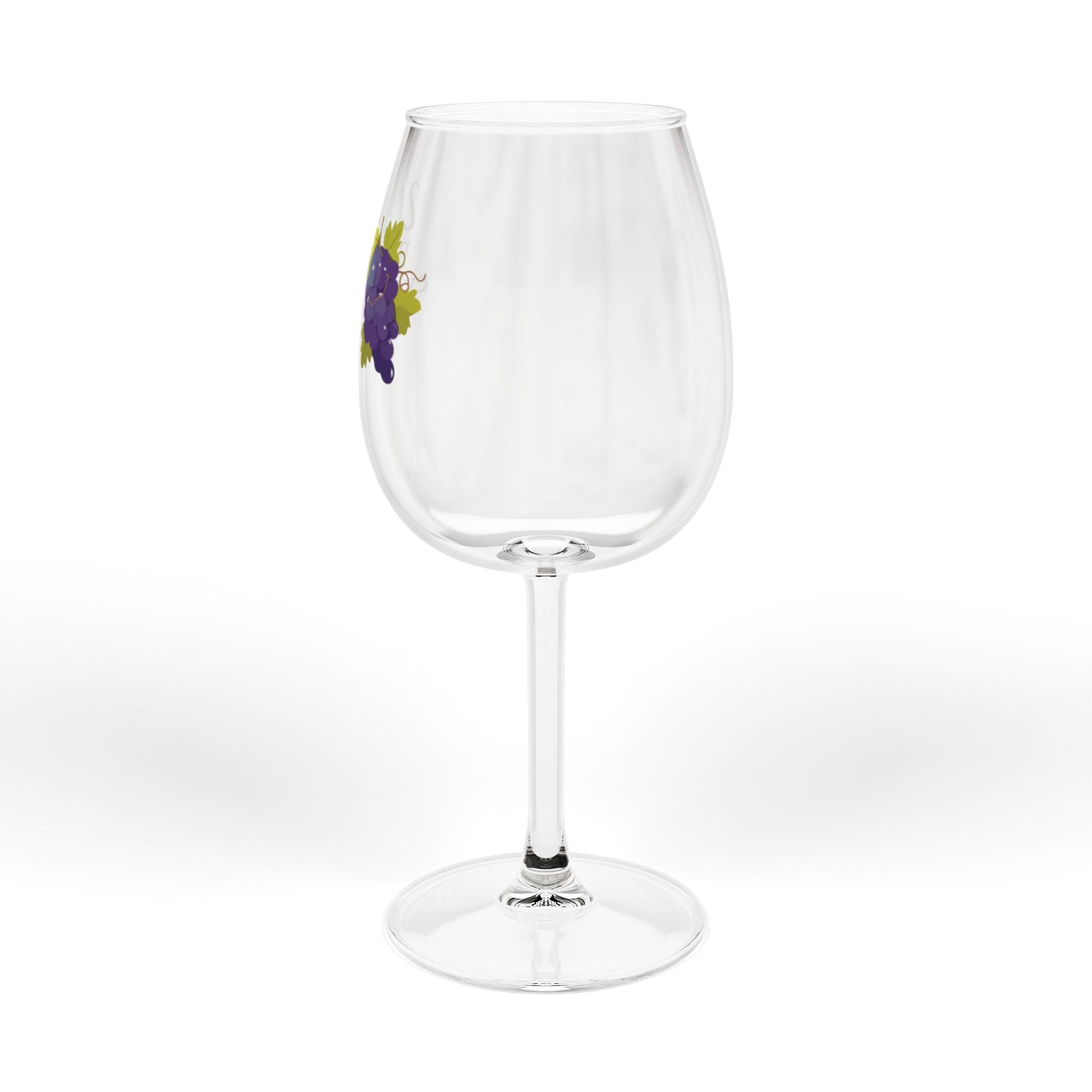 Wine Glass - "Wine Makes Everything Fine" 12oz Stemmed Glass with Grape Design