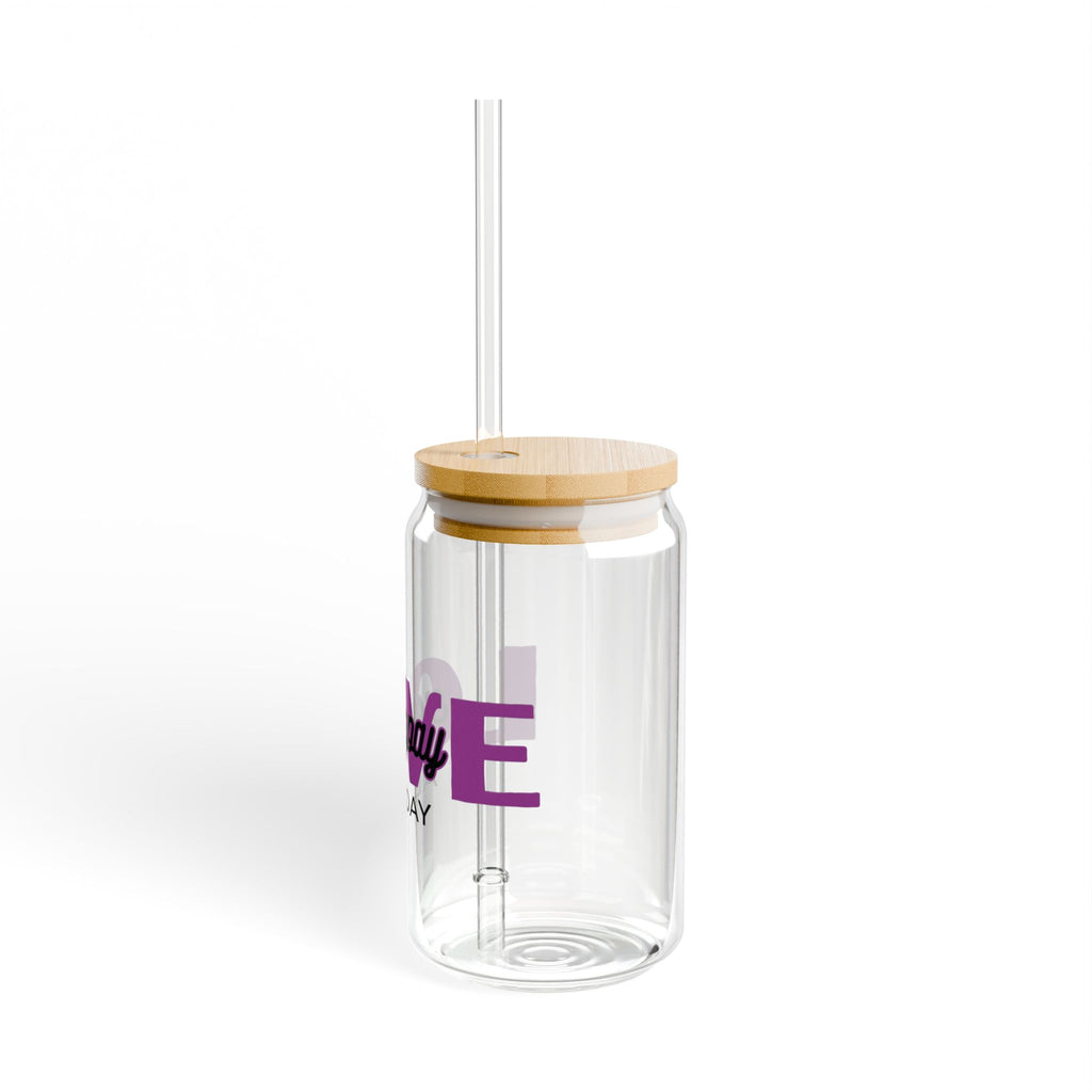 Love Everyday All Day Sipper Glass - 16oz Reusable Straw Tumbler