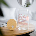 Sipper Glass — "World's Best Mama" Floral 16oz Insulated Tumbler with Bamboo Lid