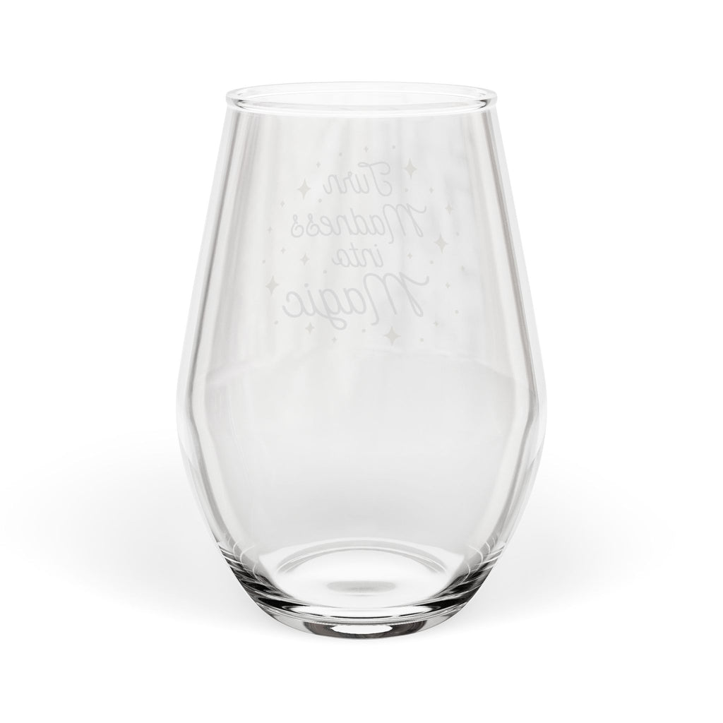 Stemless Wine Glass - "Turn Madness into Magic" Inspirational Wine Glass, 11.75oz