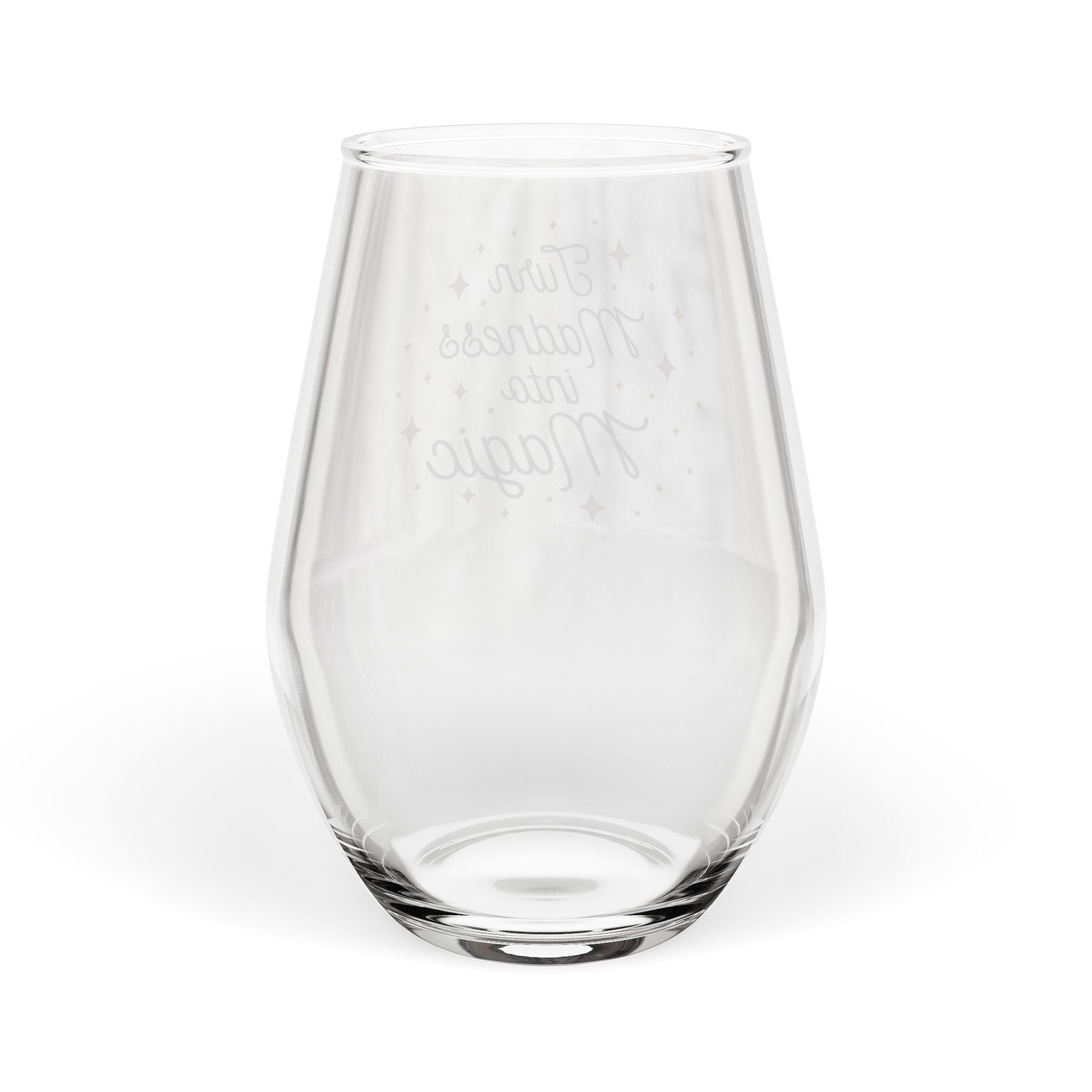 Stemless Wine Glass - "Turn Madness into Magic" Inspirational Wine Glass, 11.75oz
