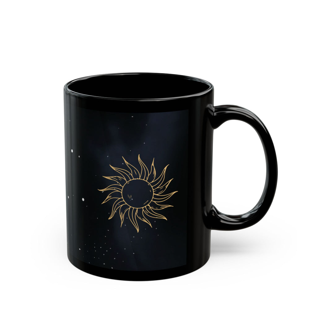Celestial Sun Black Coffee Mug – Mystical Astrology Tea Cup