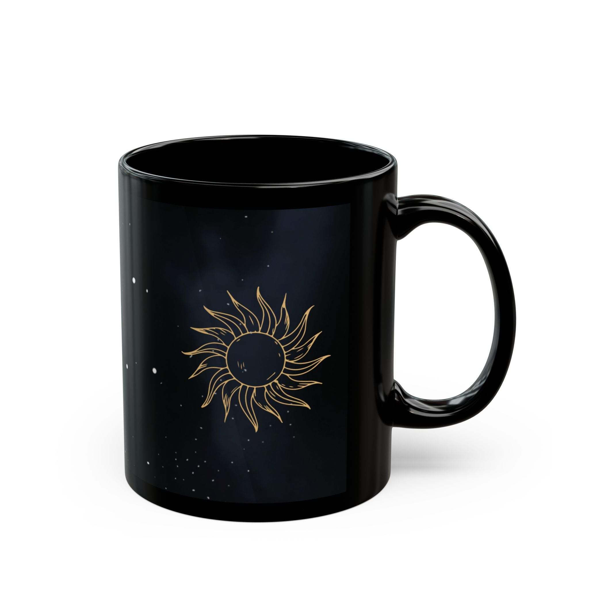 Celestial Sun Black Coffee Mug – Mystical Astrology Tea Cup