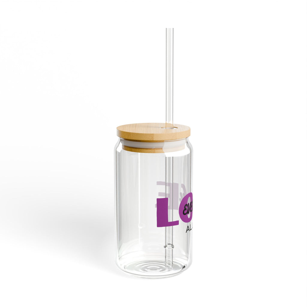 Love Everyday All Day Sipper Glass - 16oz Reusable Straw Tumbler