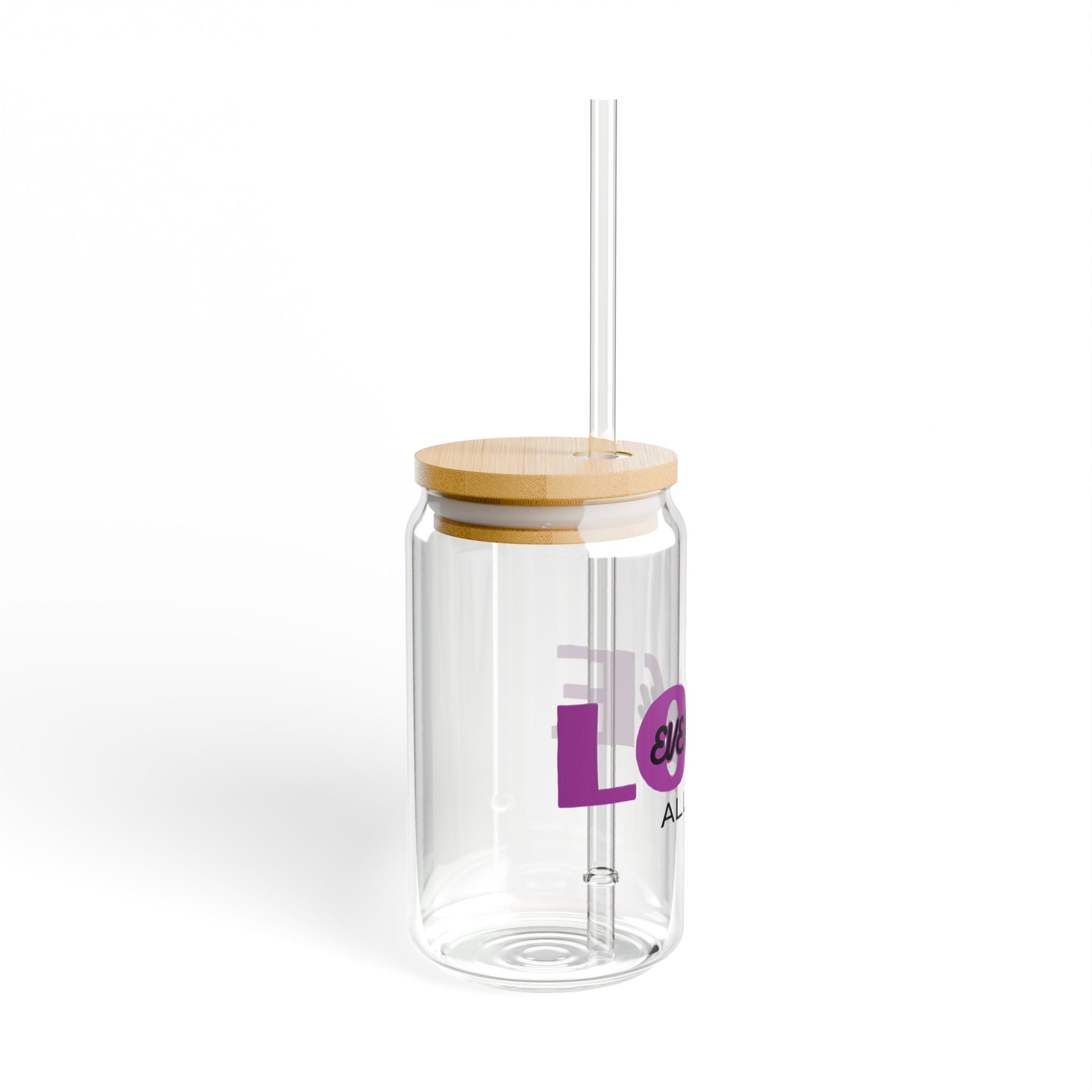 Love Everyday All Day Sipper Glass - 16oz Reusable Straw Tumbler